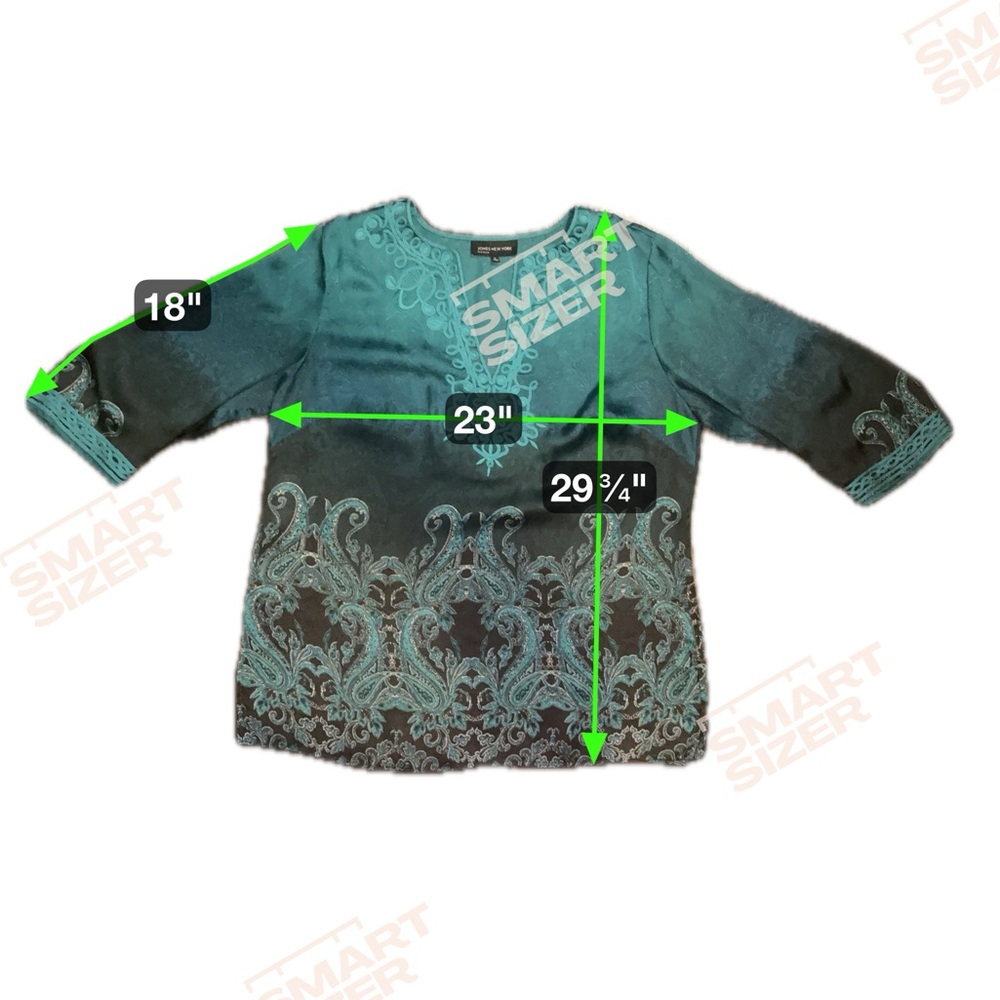 Jones New York Teal and Black Embroidered Tunic - Picture 3 of 9